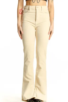 Cream High-Waisted Flared Pants