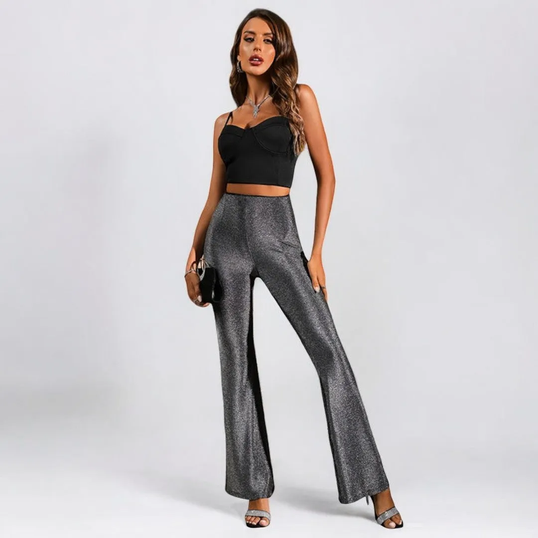 Elegant High Waist Tight Stretch Flared Pants
