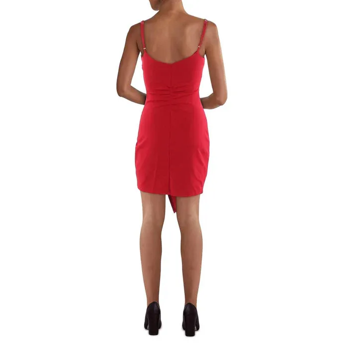 Emerald Sundae Juniors Ruched Asymmetric Bodycon Dress  Red Size XL
