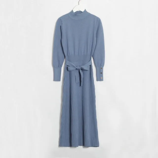 FashionSierra - Elegant Turtleneck Long Sleeve Sweater Dresses