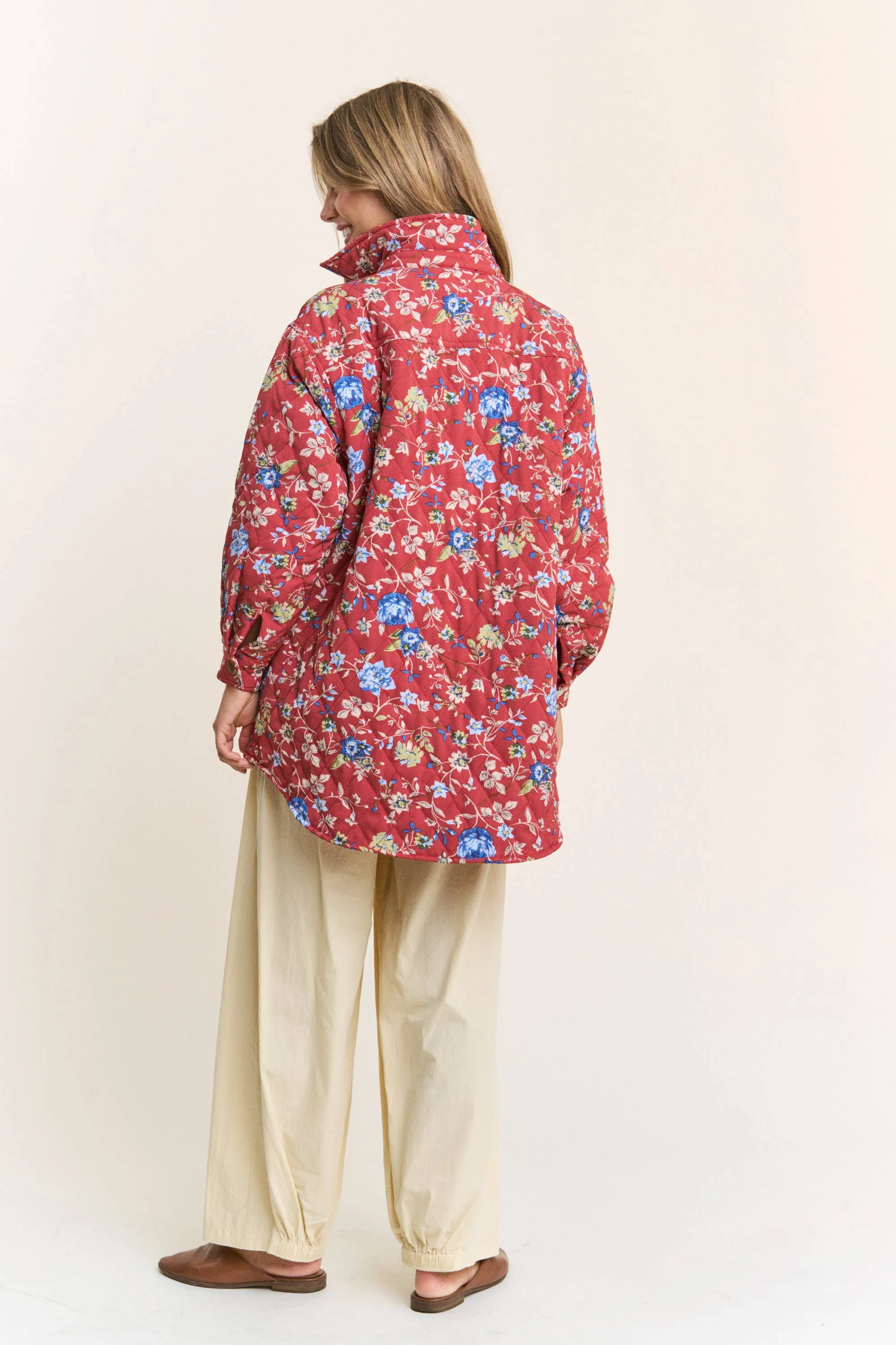 Floral Quilted Button Down Jacket
