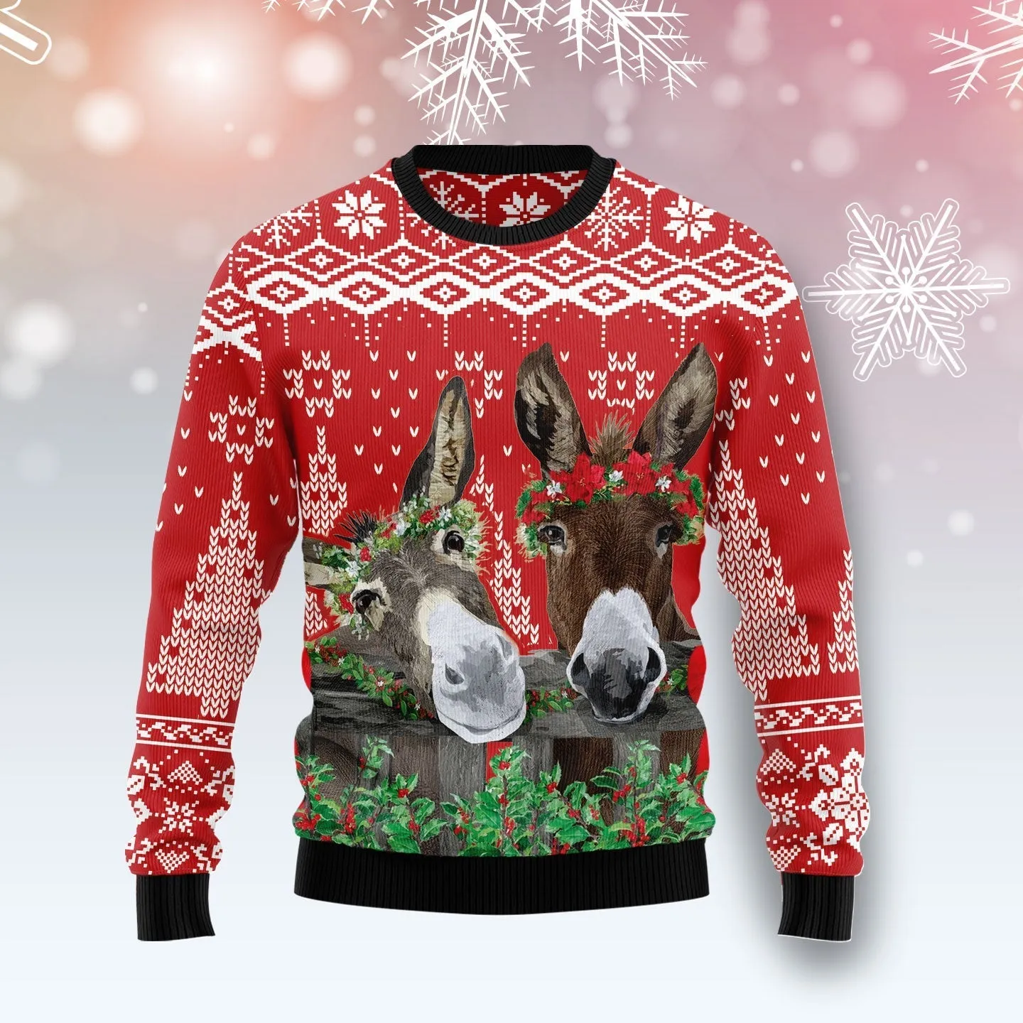 Funny Christmas Sweater JulesRoche Trendy All-Over-Print Pullover