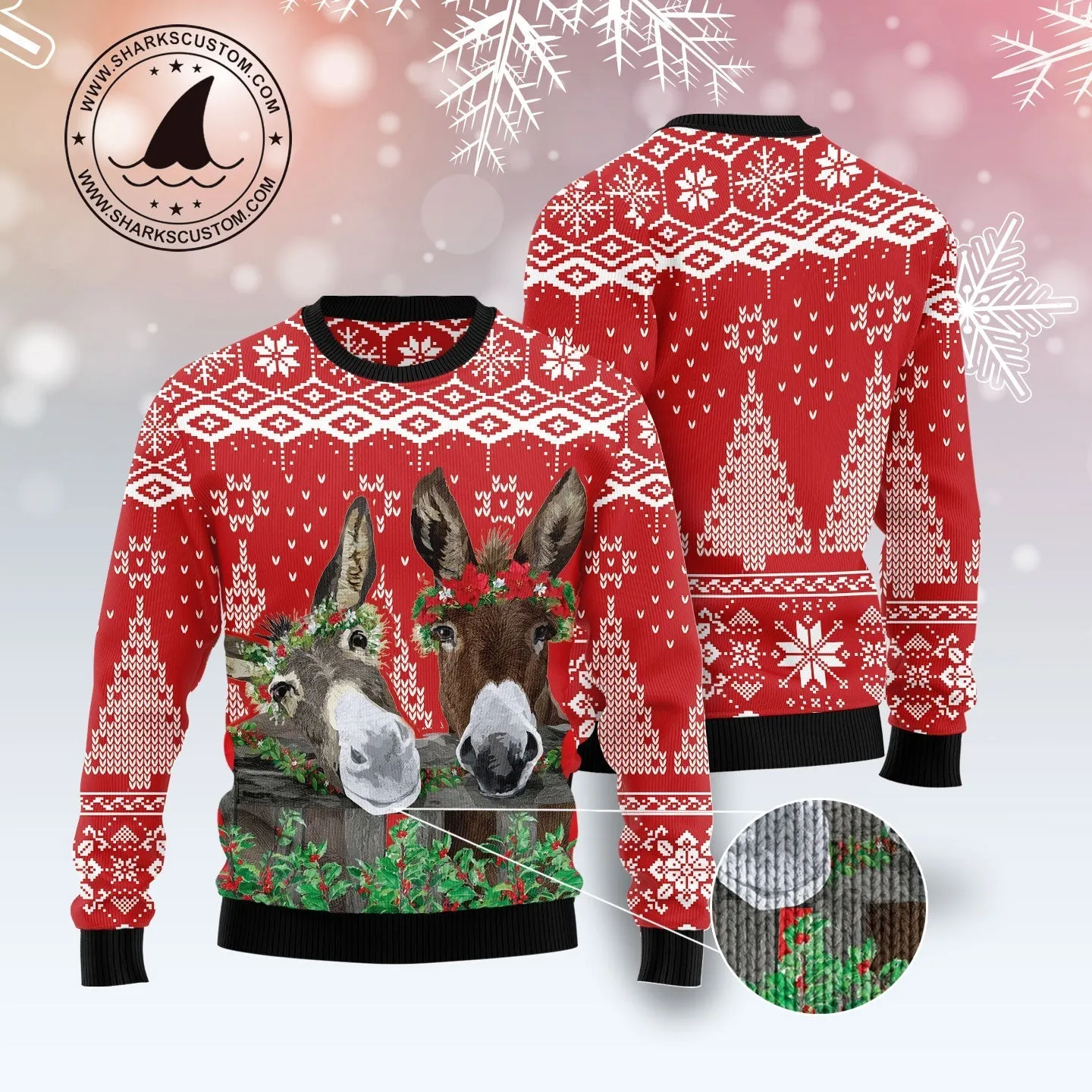 Funny Christmas Sweater JulesRoche Trendy All-Over-Print Pullover