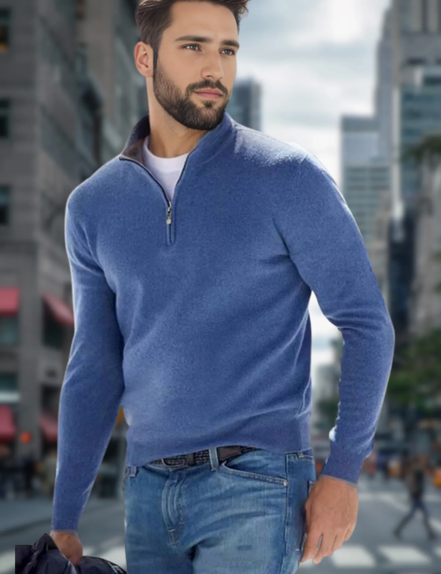 Ganti Pullover | Premium V-Ausschnitt Pullover mit Reißverschluss für Männer