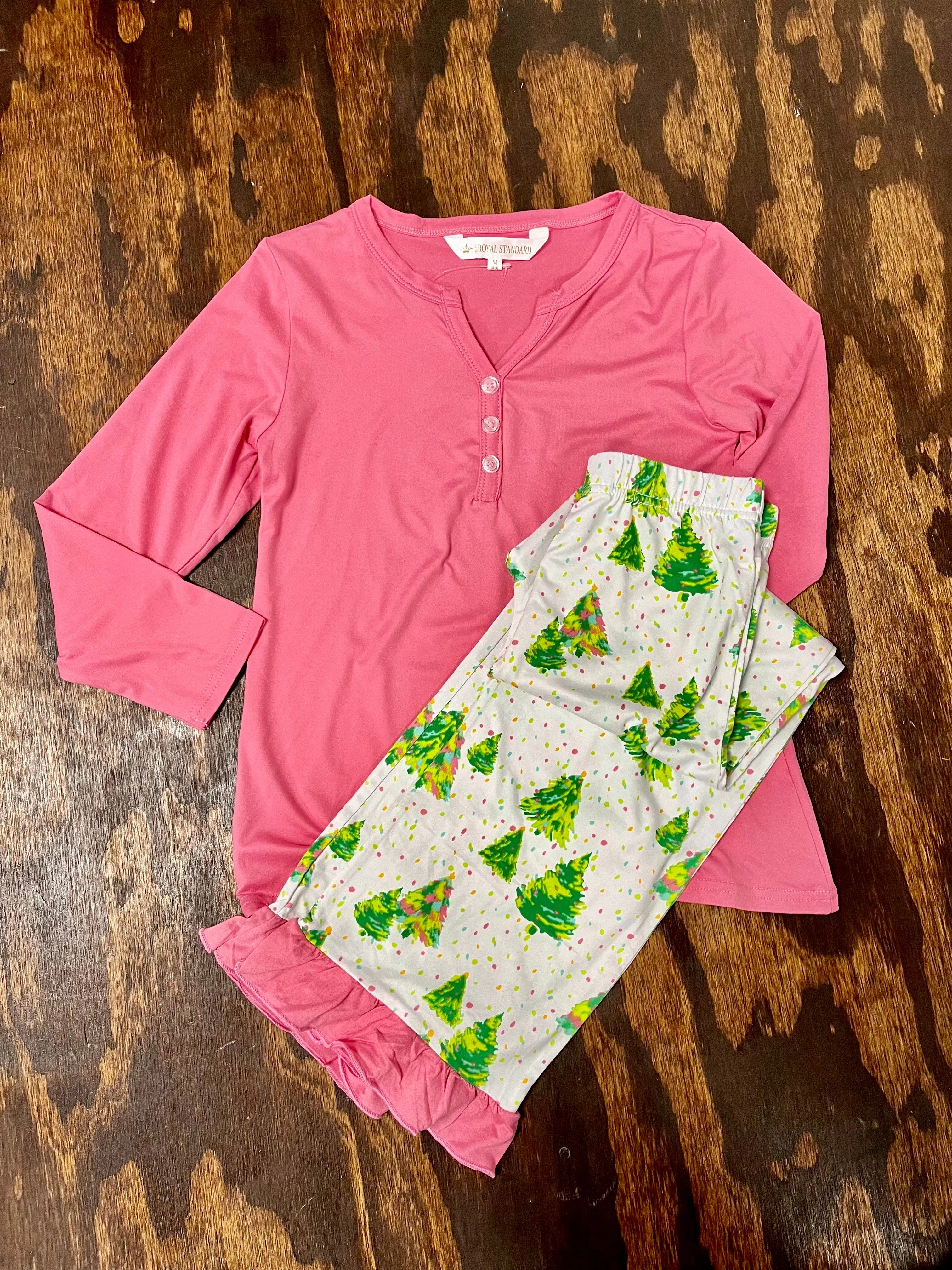 Girls Henley/Ruffle PJ Set