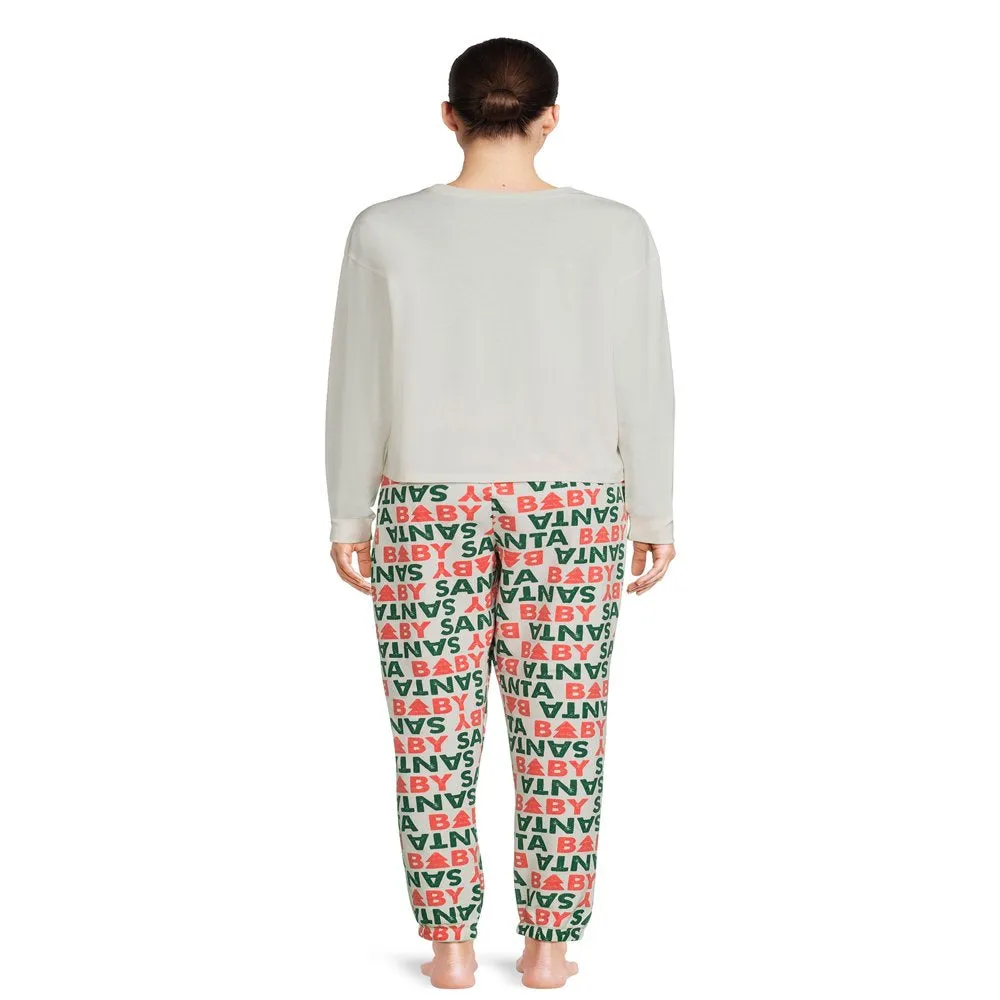 Grayson Social Juniors Santa Baby Long Sleeve Tee and Jogger Sleep Set, 2-Piece
