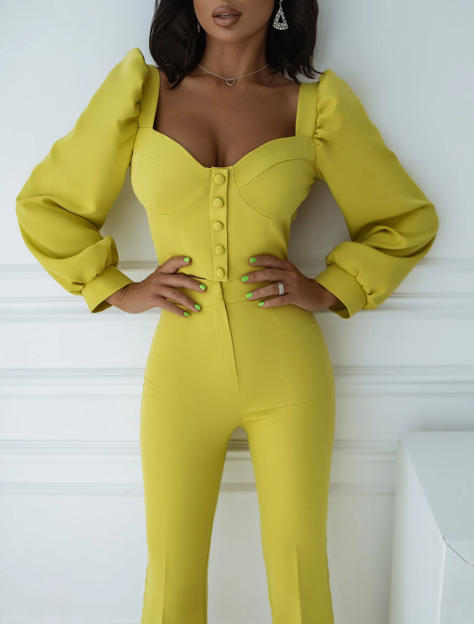 Green Sweetheart Top & Flared Pants 2-Piece Set