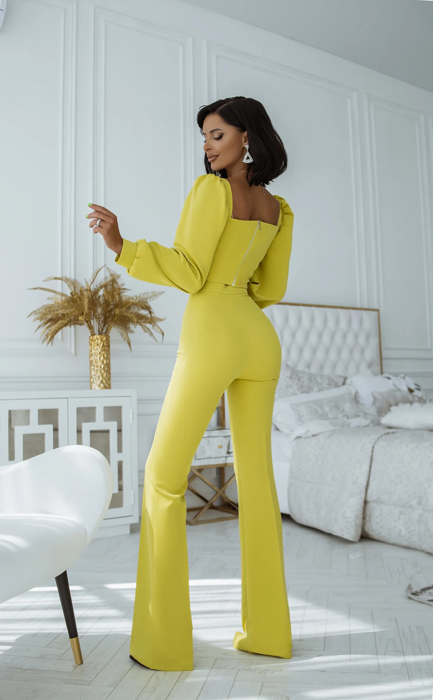 Green Sweetheart Top & Flared Pants 2-Piece Set