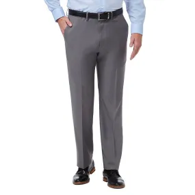 Haggar Mens Classic fit Dress Pants 42 / 32 Grey Solid Stretch