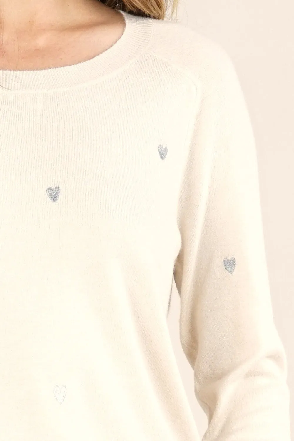 Heart Embroidered Pullover Sweater