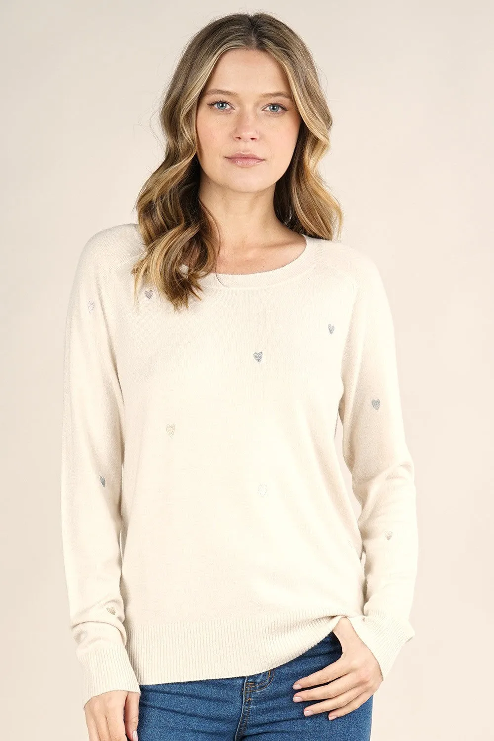 Heart Embroidered Pullover Sweater