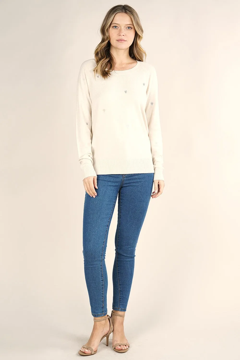 Heart Embroidered Pullover Sweater