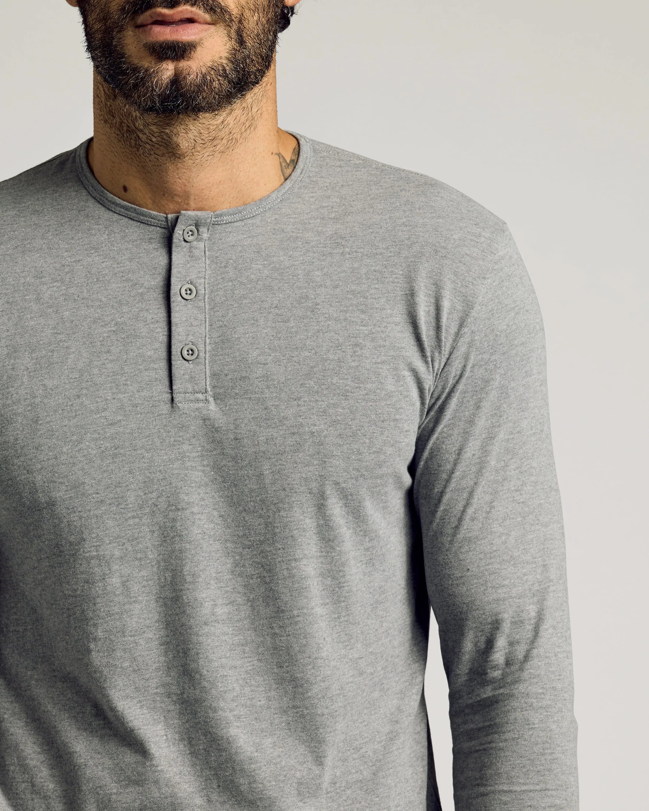 Heather Gray Long Sleeve Tall Classic Henley