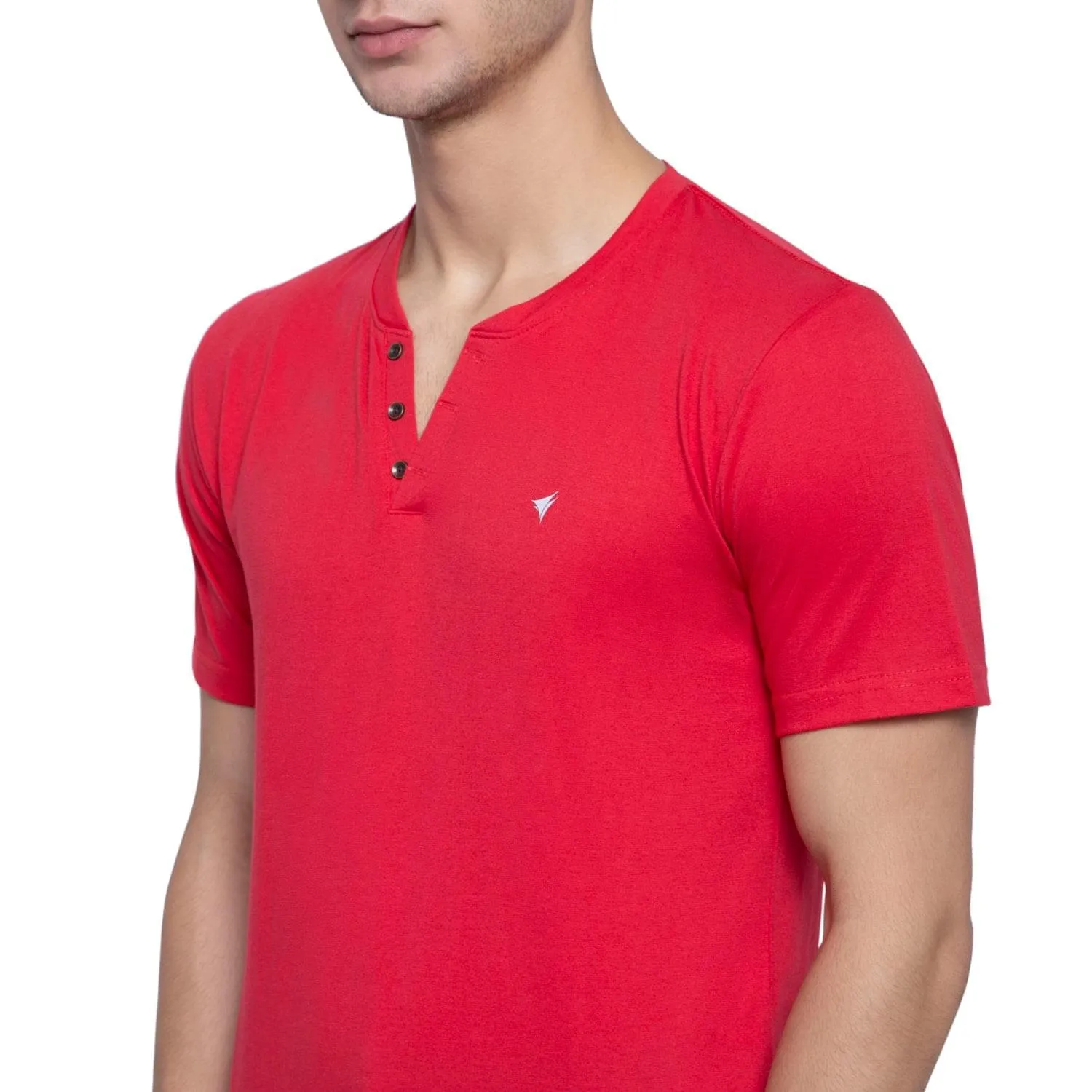 Henley Neck T-Shirt For Men- Bubble Gum