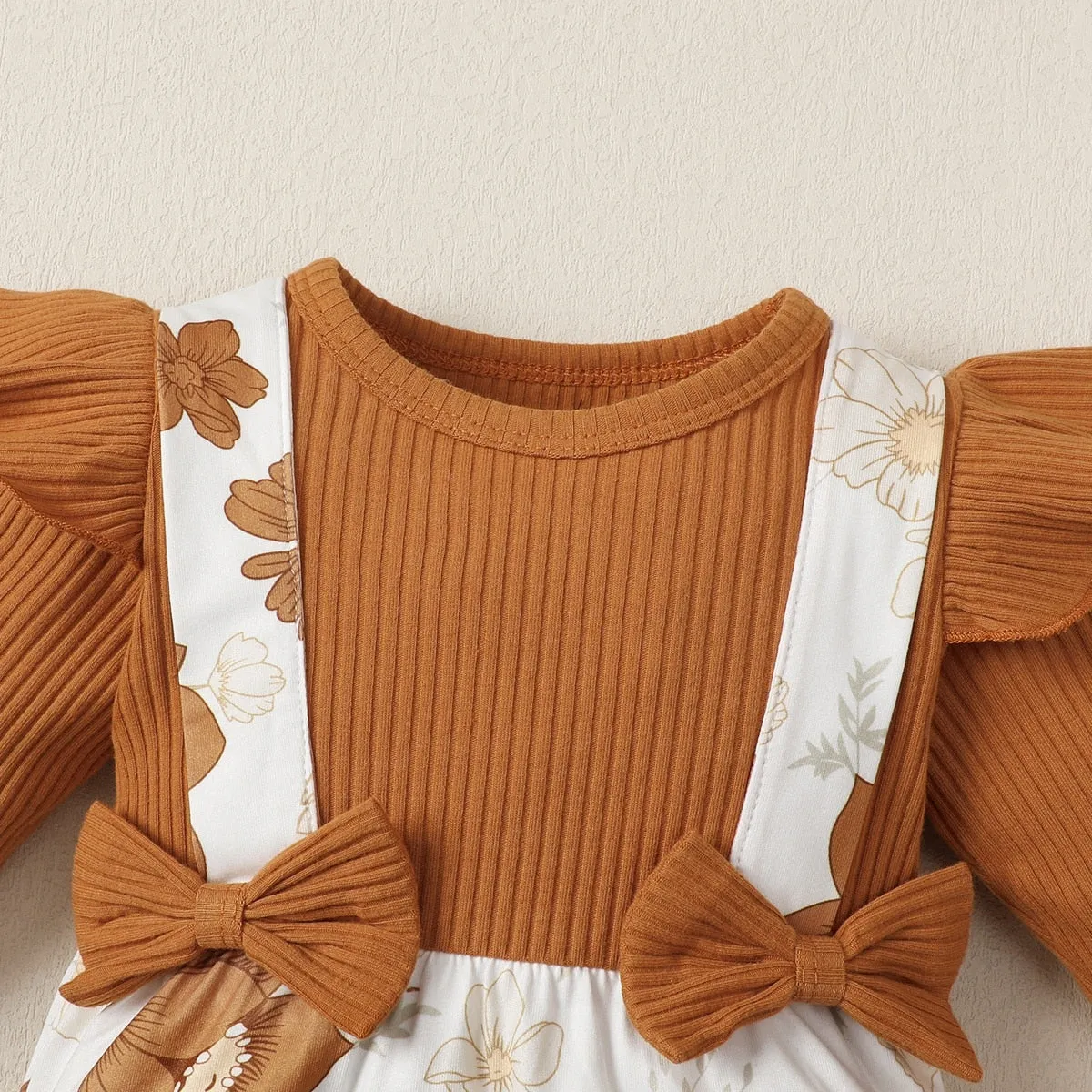 Infant Girl Floral Printed Long Sleeve Jumpsuit