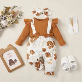 Infant Girl Floral Printed Long Sleeve Jumpsuit