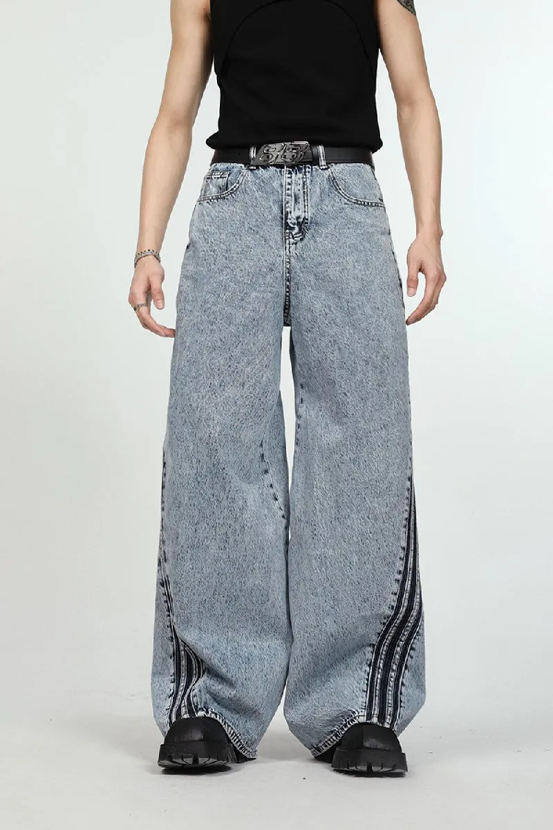 Irregular Striped Flared Jeans