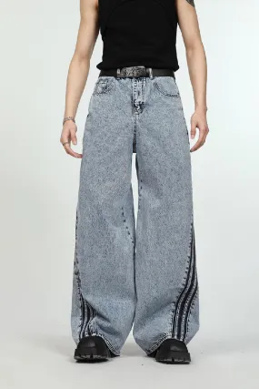 Irregular Striped Flared Jeans