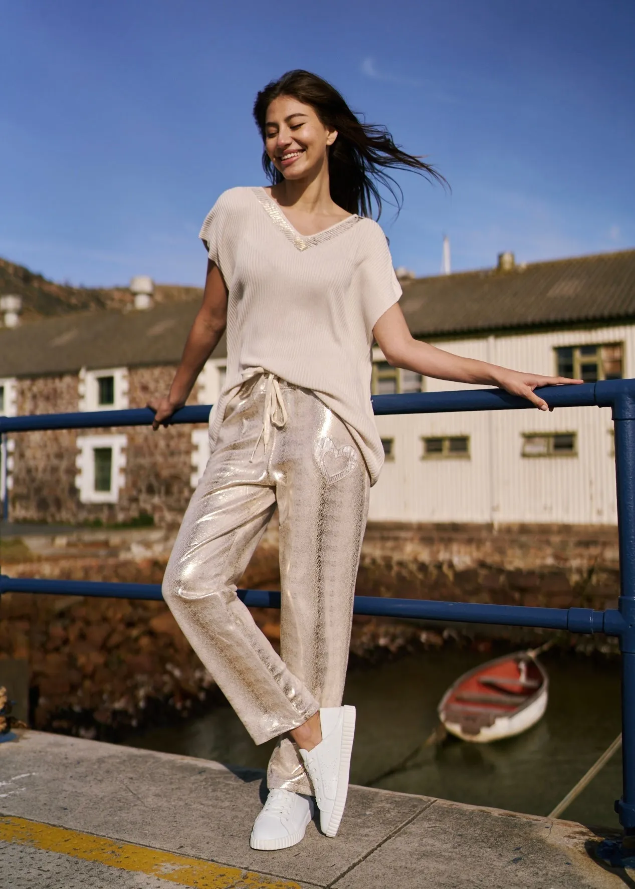 Italian Shimmer Jogger with Shimmer Heart in Gold