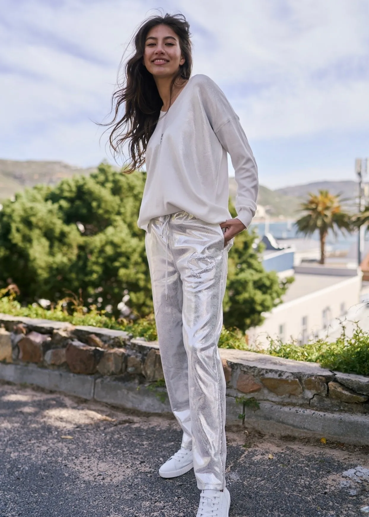 Italian Shimmer Jogger with Shimmer Heart in Silver