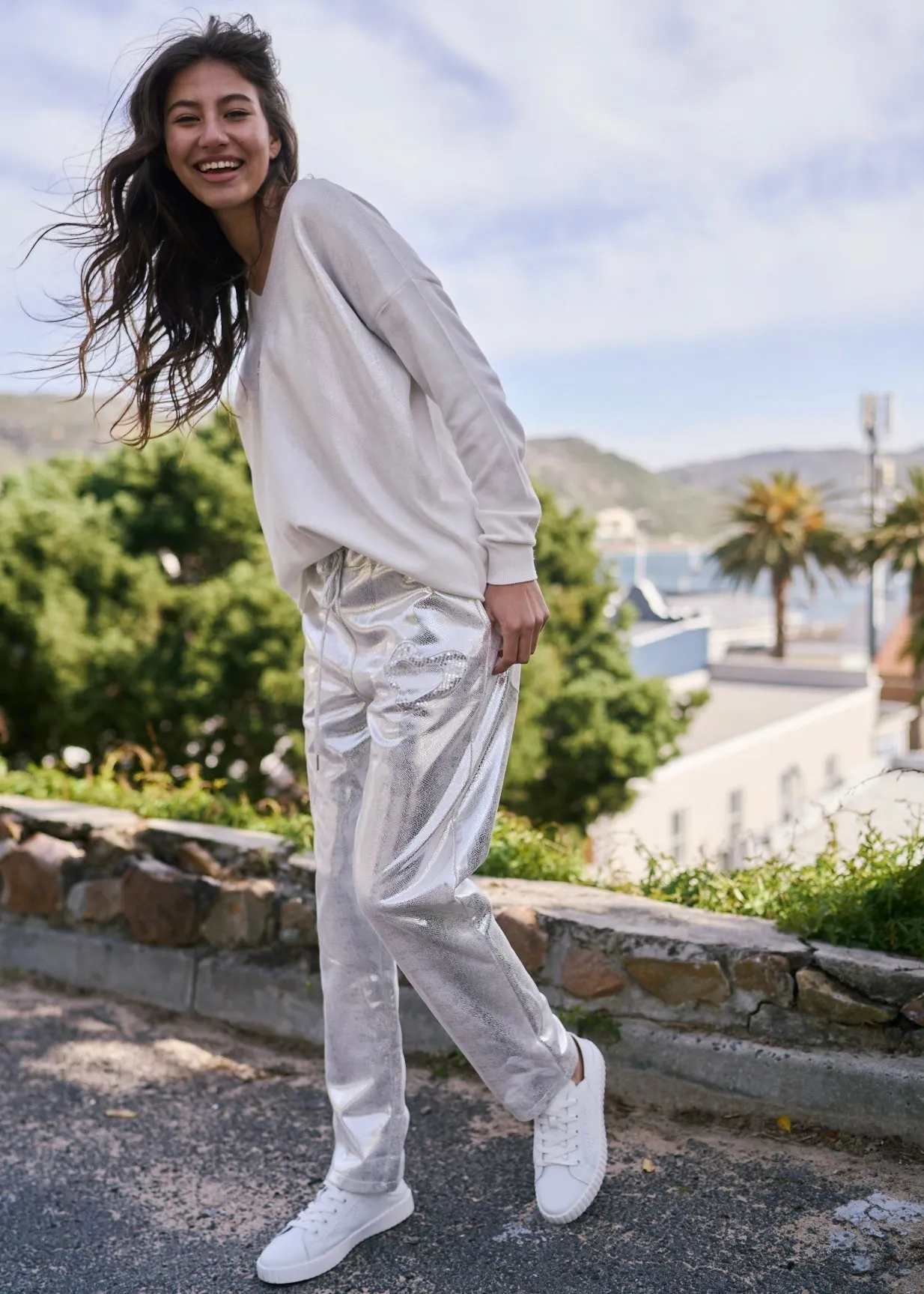 Italian Shimmer Jogger with Shimmer Heart in Silver