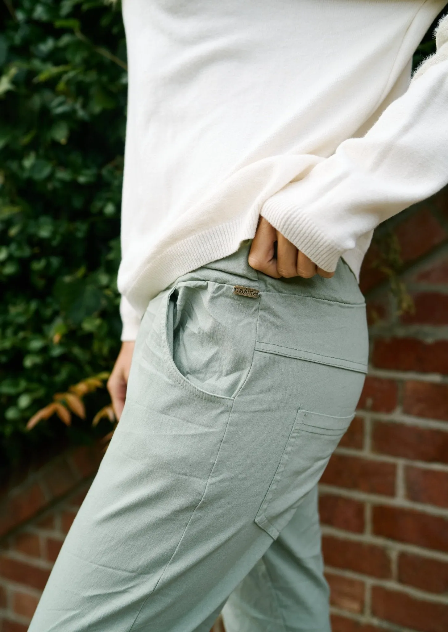 Italian Viscose Joggers with Sparkle Star In Khaki