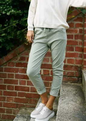 Italian Viscose Joggers with Sparkle Star In Khaki