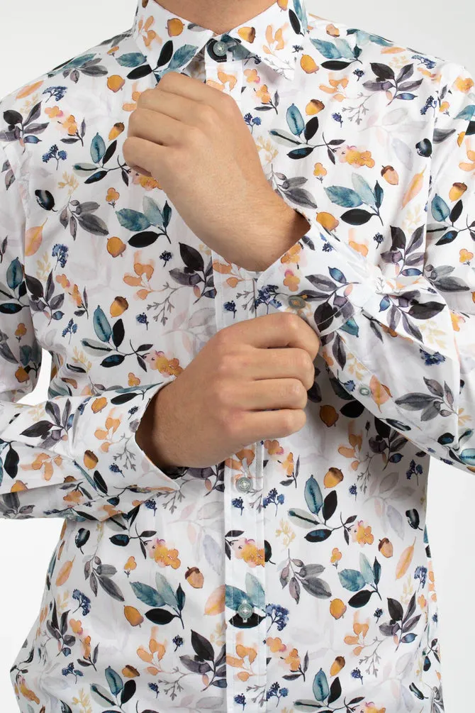 James Harper Acorn Cotton Poplin Shirt - Navy
