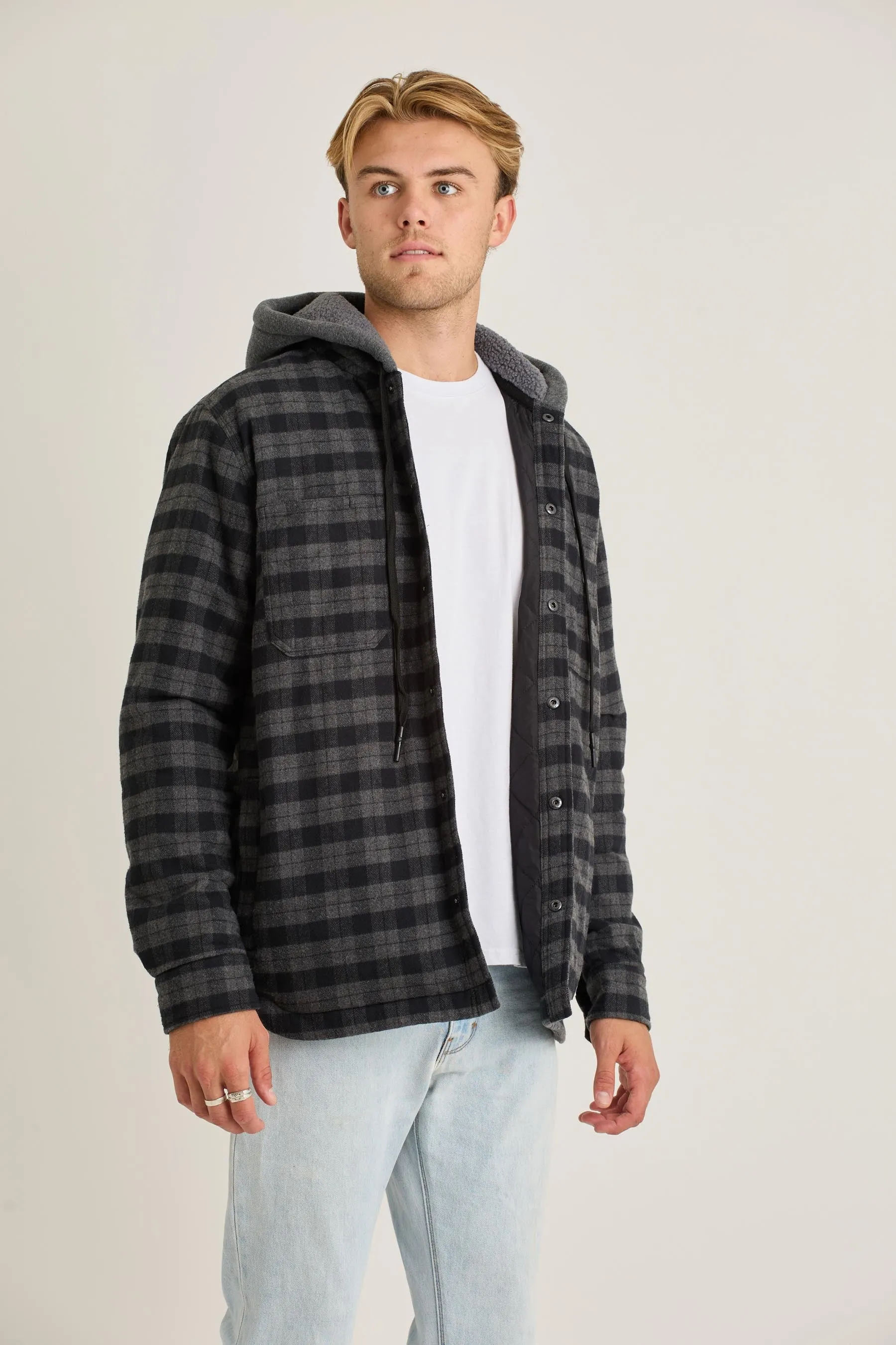 JP Quilted Sherpa Mens Jacket - Black