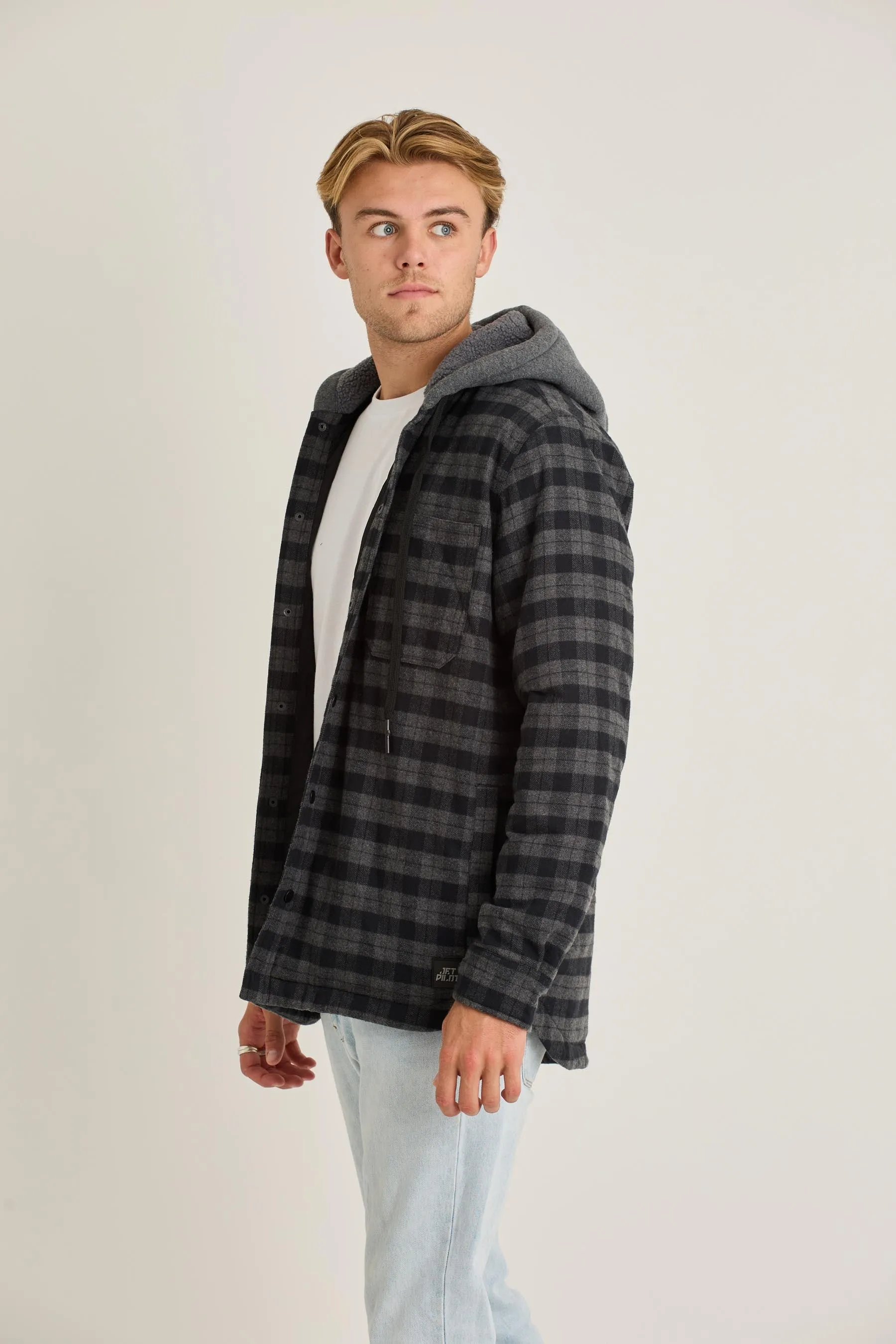 JP Quilted Sherpa Mens Jacket - Black