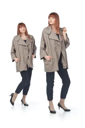 JT02701 KHAKI Oversized Twill Nylon Relaxed Trench Coat