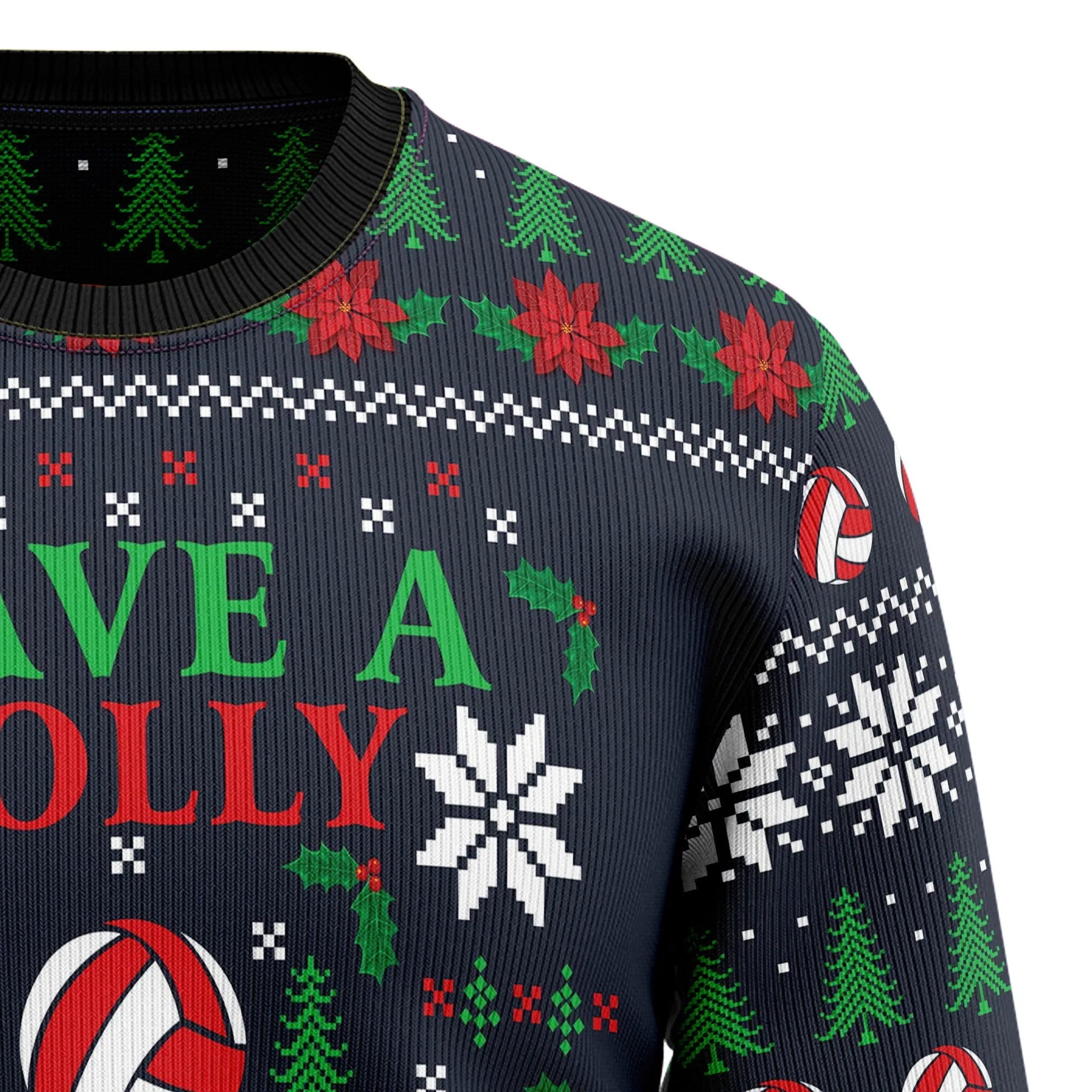 JulesRoche Ugly Christmas Sweater All-Over Print Cotton Blend