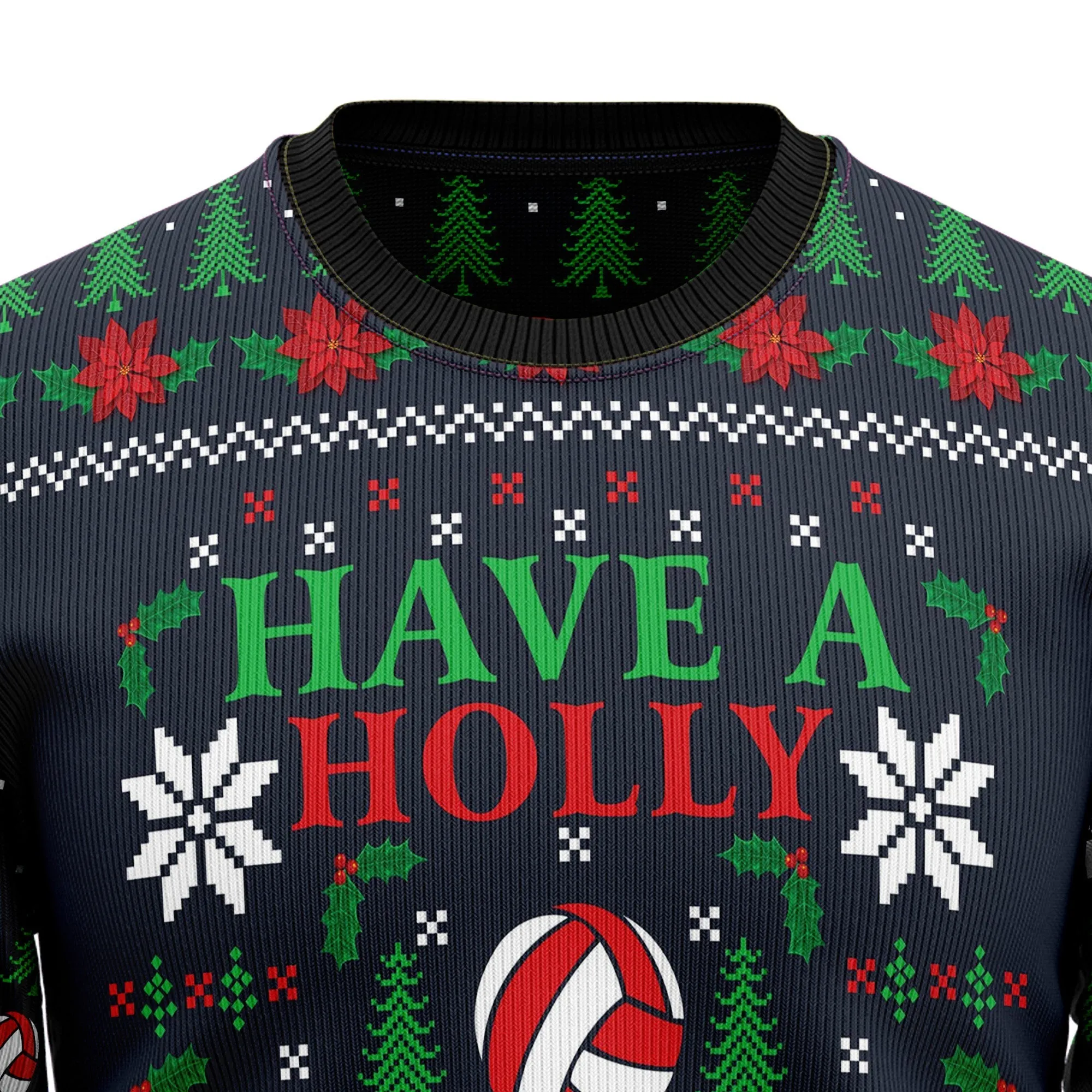 JulesRoche Ugly Christmas Sweater All-Over Print Cotton Blend