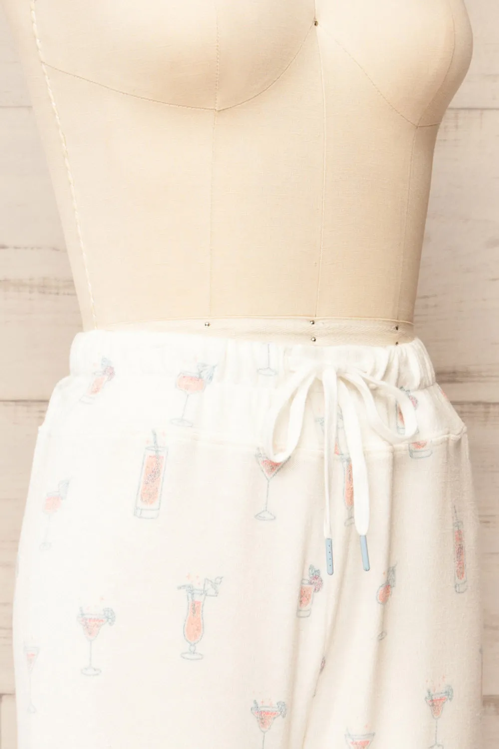 Keegan | Ivory Pyjama Joggers w/ Cocktail Print