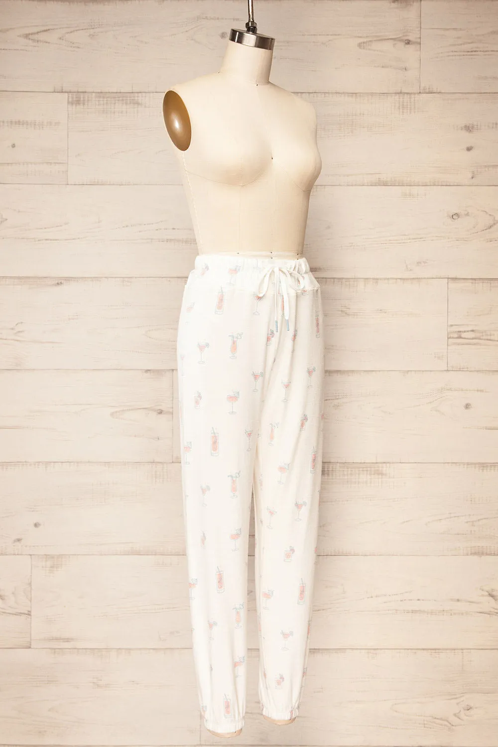 Keegan | Ivory Pyjama Joggers w/ Cocktail Print