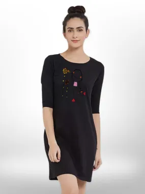 KITE PAINTING PRINTED THREE QUARTER SLEEVE T-SHIRT SIDE POCKET FOR WOMEN'S