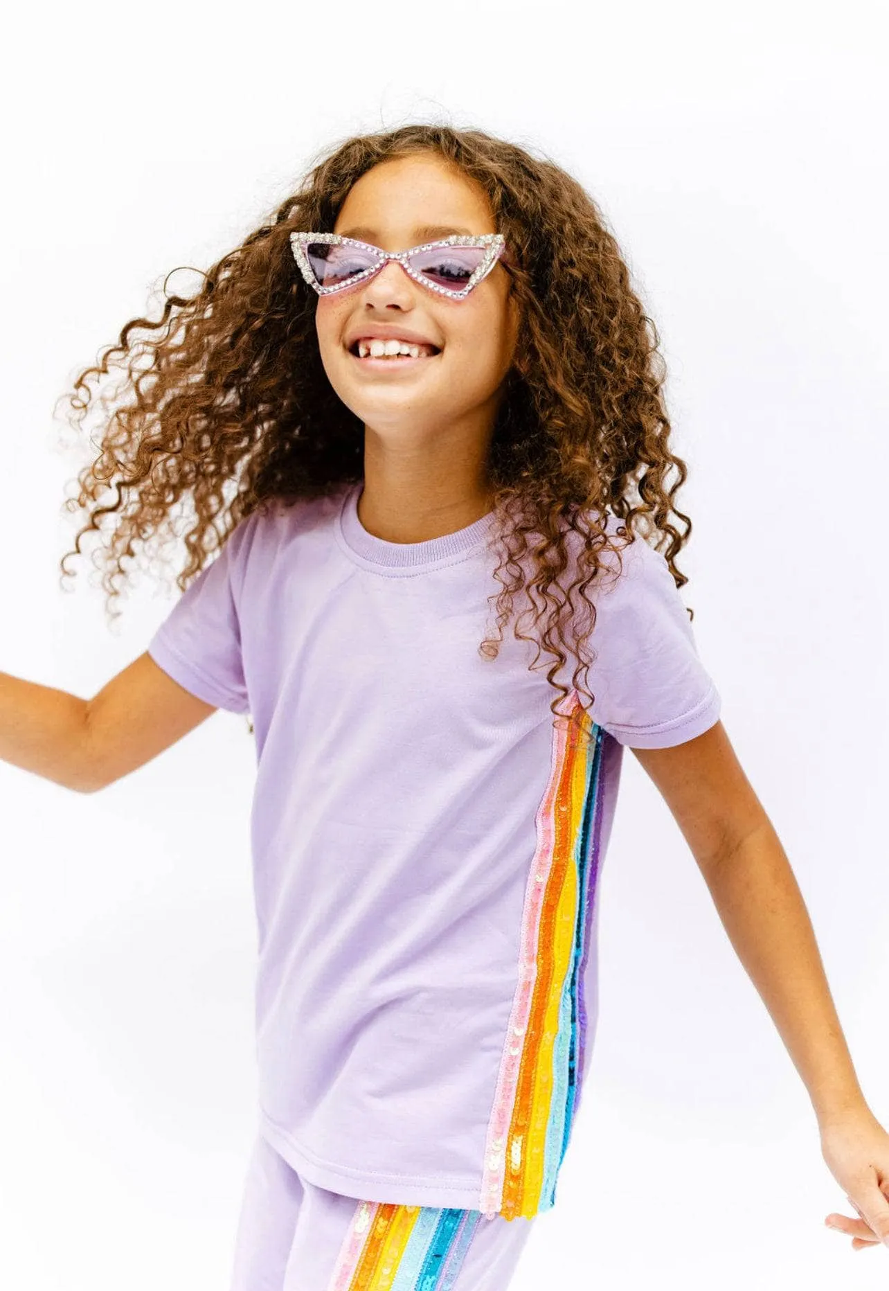 Lavender Rainbow Sequin Jogger Set