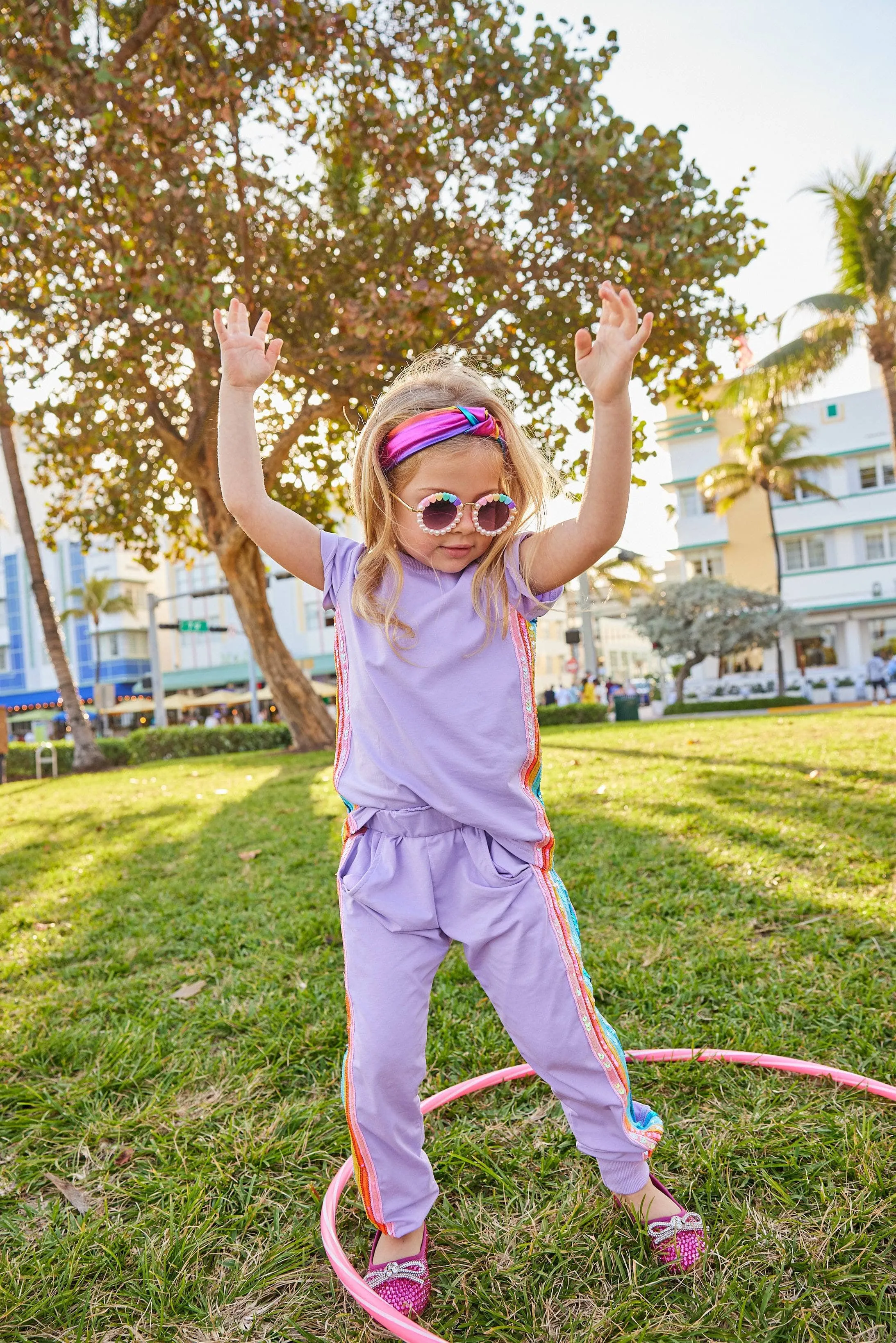 Lavender Rainbow Sequin Jogger Set