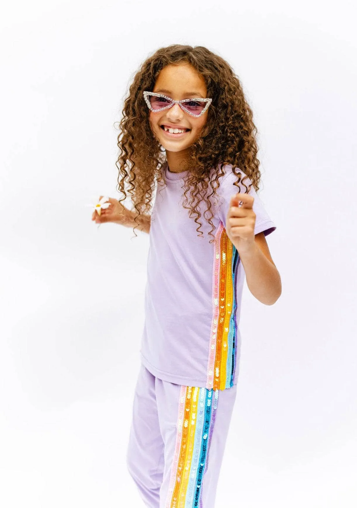 Lavender Rainbow Sequin Jogger Set