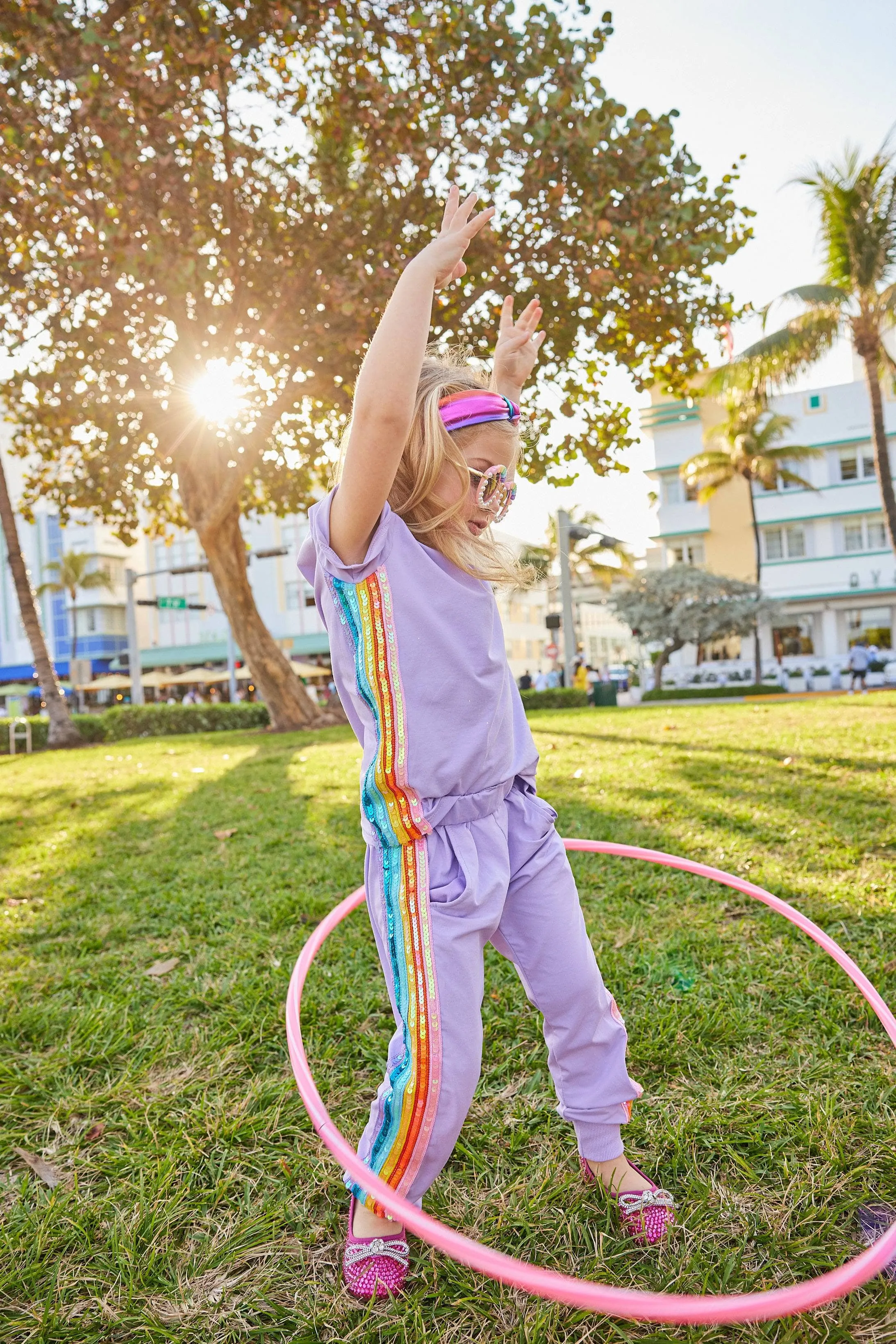 Lavender Rainbow Sequin Jogger Set