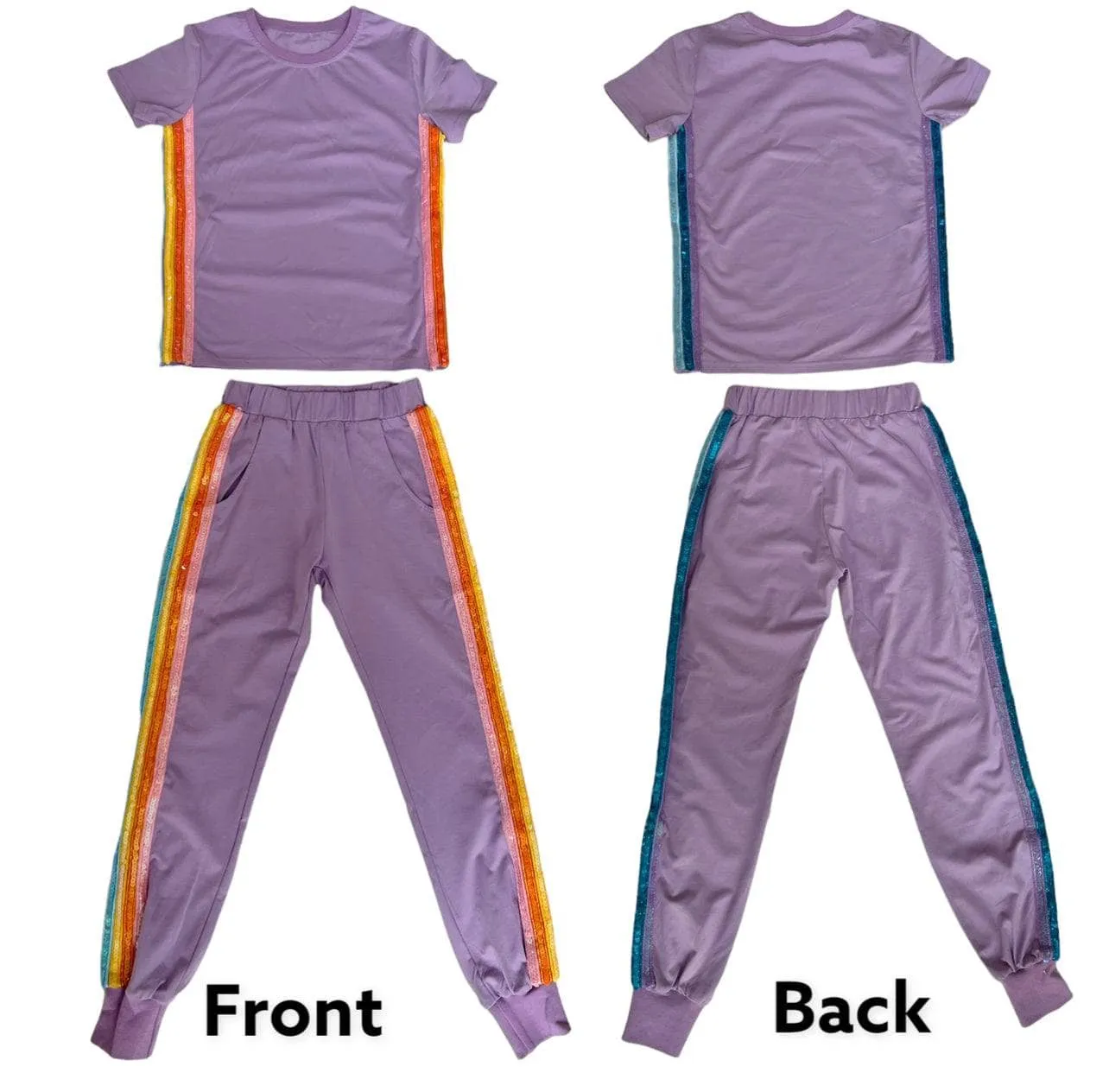 Lavender Rainbow Sequin Jogger Set