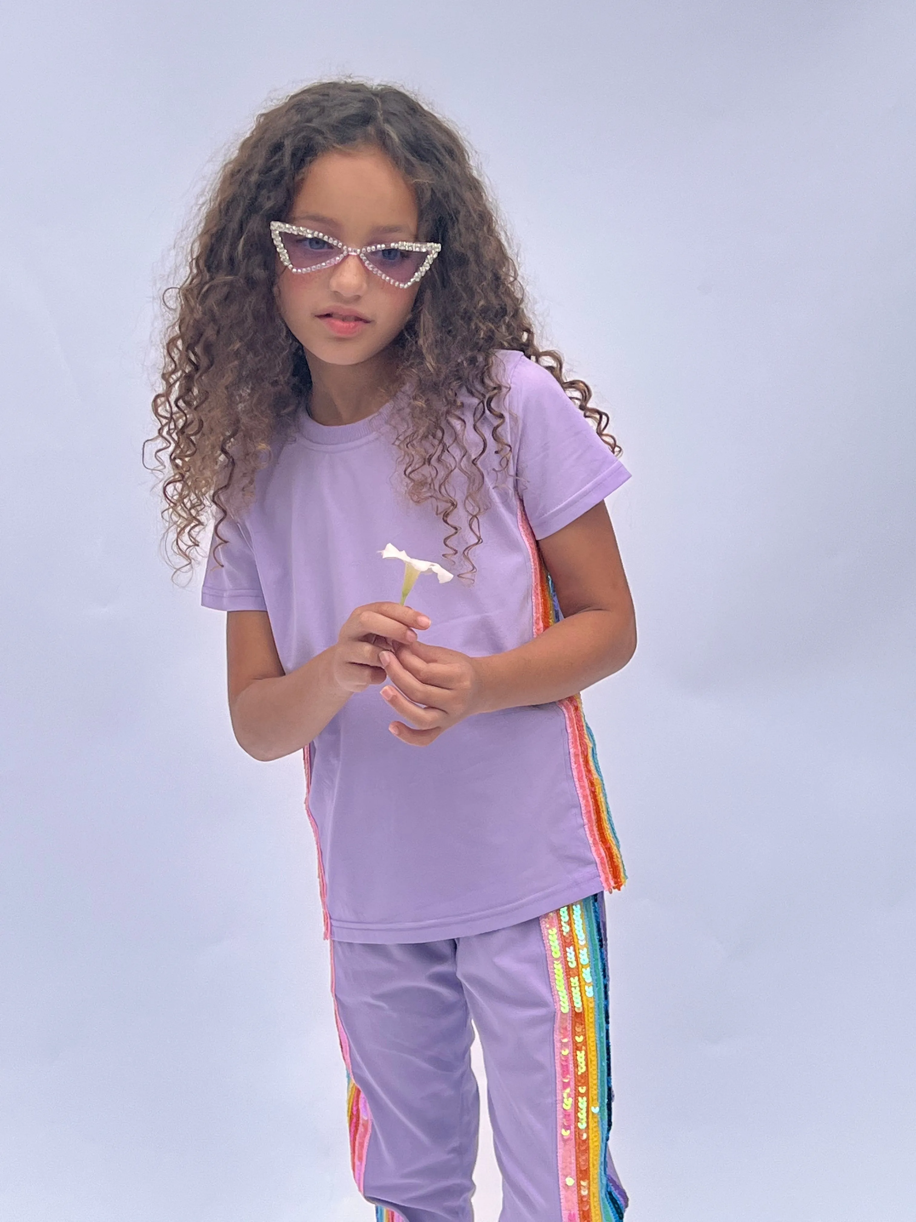 Lavender Rainbow Sequin Jogger Set