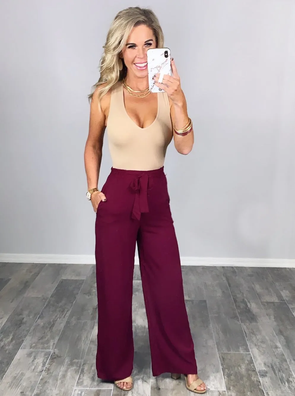 Leave Behind Pants - Burgundy