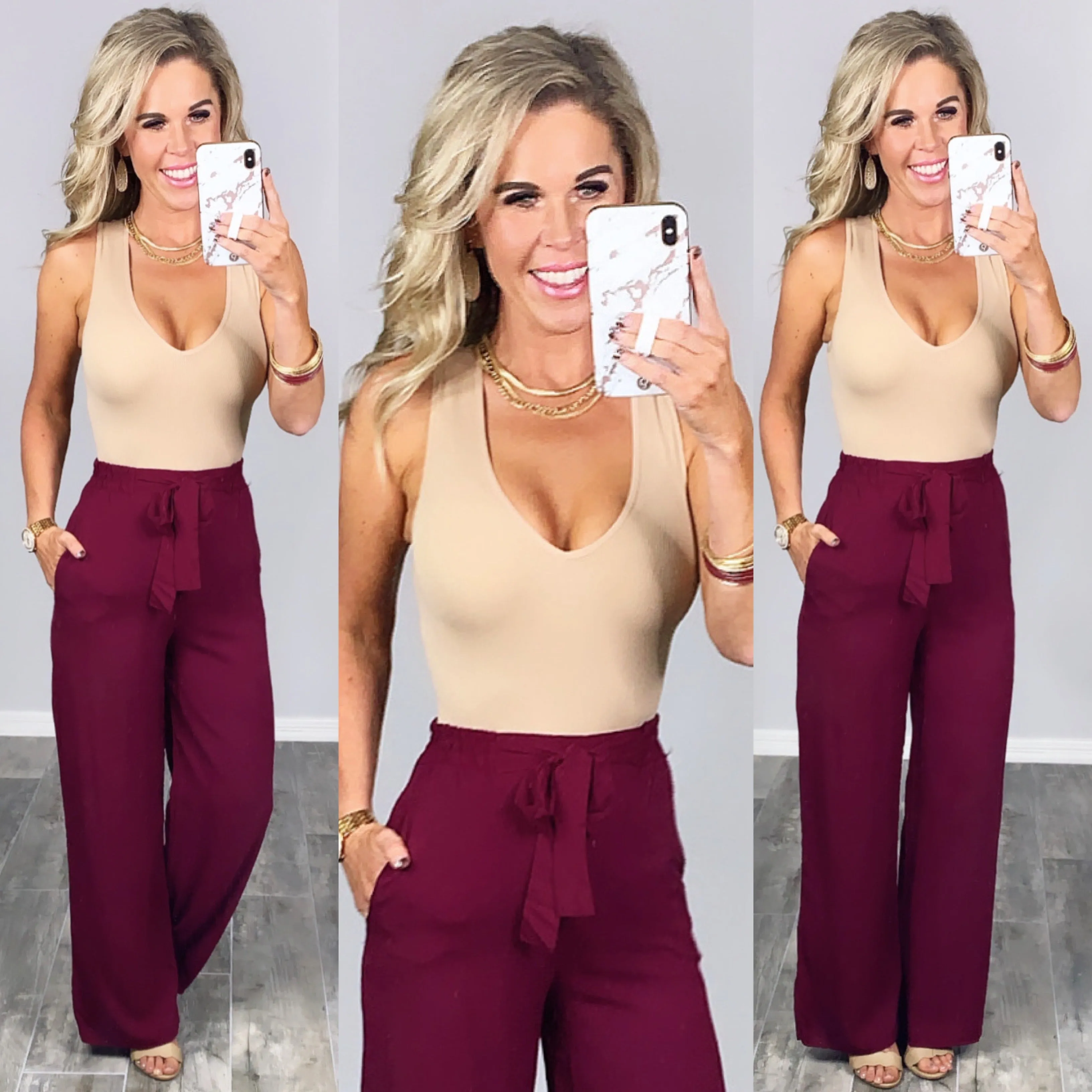 Leave Behind Pants - Burgundy