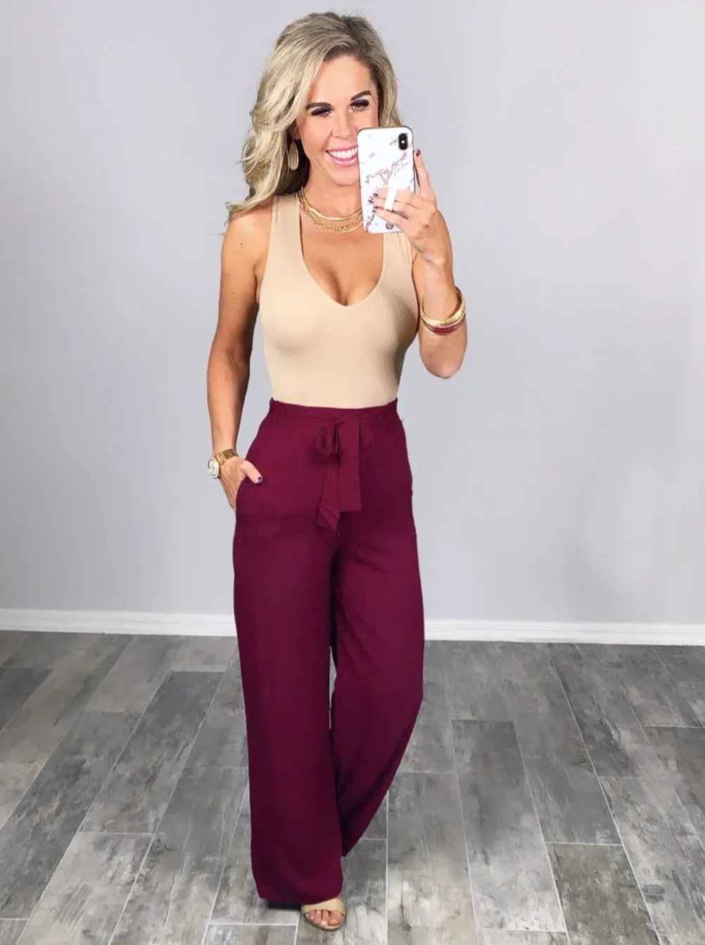 Leave Behind Pants - Burgundy