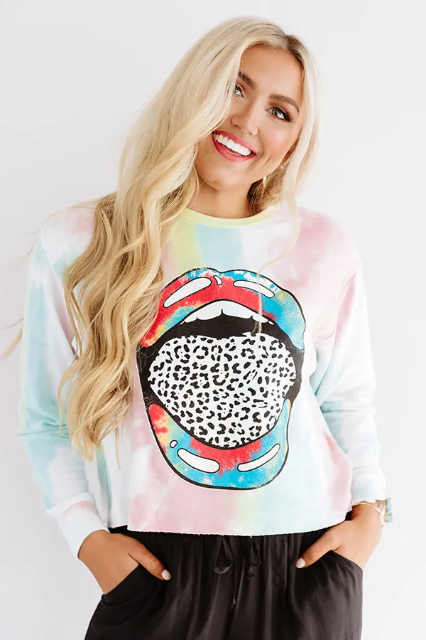 Let's Talk Leopard Tie Dye Crop Sweatshirt In Pink