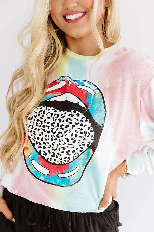 Let's Talk Leopard Tie Dye Crop Sweatshirt In Pink