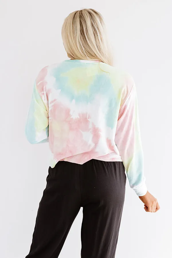 Let's Talk Leopard Tie Dye Crop Sweatshirt In Pink