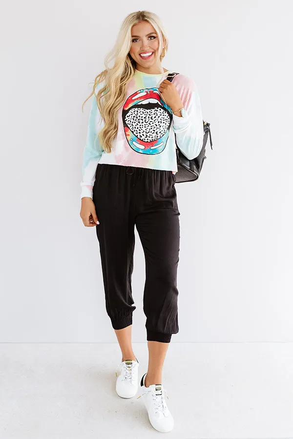 Let's Talk Leopard Tie Dye Crop Sweatshirt In Pink