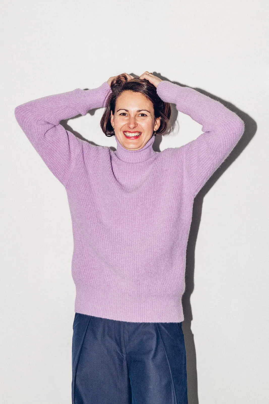 Lilac alpaca turtleneck sweater